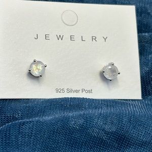 Genuine Moonstone sterling silver stud earrings